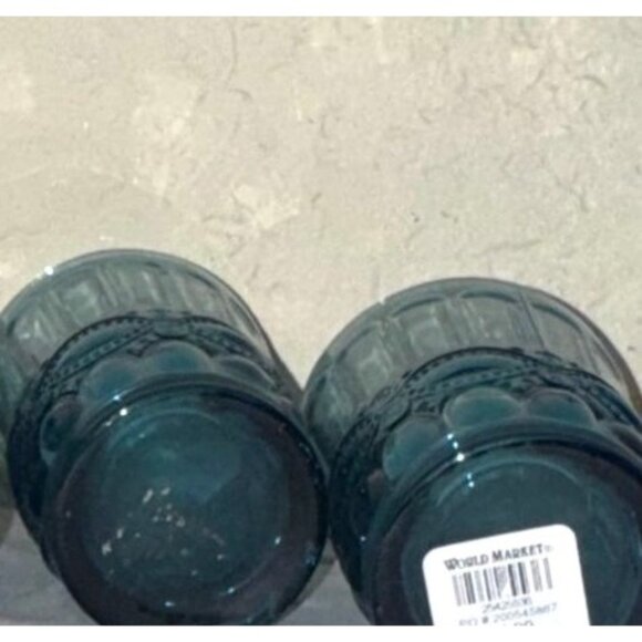 Set Of 4 World Market Blue Embossed Glass Tumblers - Picture 5 of 5